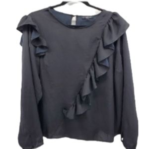 Lane Bryant Black Ruffled Tiered Long Sleeve Beautiful Womens Career Blouse NWT